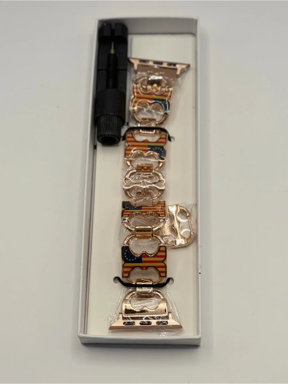 Apple Watch Band Stainless Steel, New, American Flag, 38/40/41mm